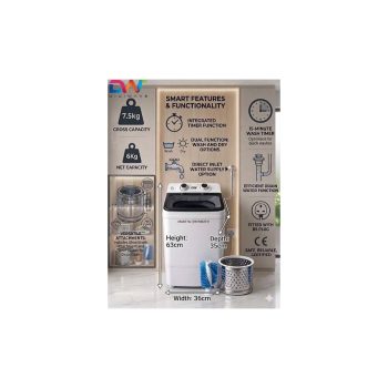 Digiwave Single Tub Washing Machine & Shoe Washer 7.5KG | DWWM2011