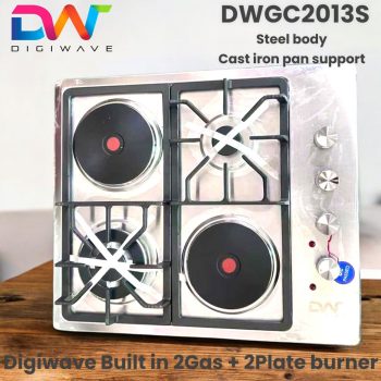 DWGC2013  Stainless Steal Body 2 Gas 2 Hot plate Hob, Auto Ignition, Built In/Table Top, Heatrayz Burner With 1 Year Warranty