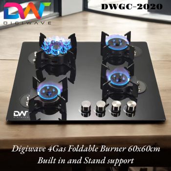 DWGC2020G 4 Foldable Burners, Tempered Glass Body, Auto ignition, Built In /Table Top, Heatrayz Burner With 1 Year Warranty