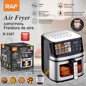 R5387 Digital Air Fryer 8Ltrs / 1700W/ 360Digree Air Circulation / Oil Can Be Reduced By 80% / Easy To Clean / Multi Purpose Machine